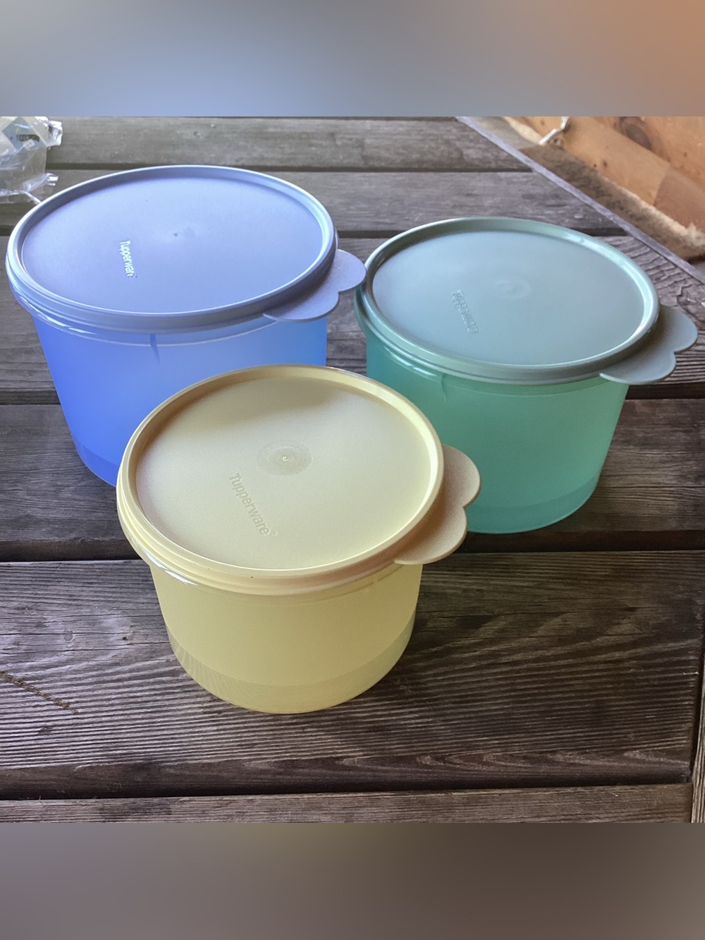 Tupperware Stacking Canister Set in Pastel Colors - set of 3